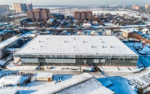 aerial view of a commercial building roof