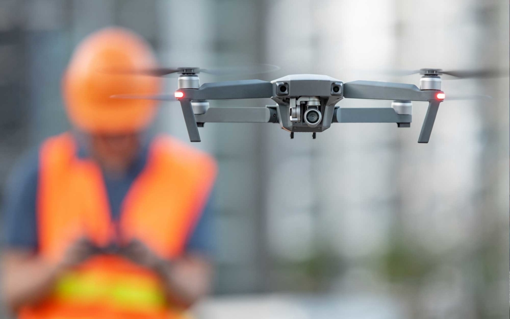 drone flying to inspect a commercial roof