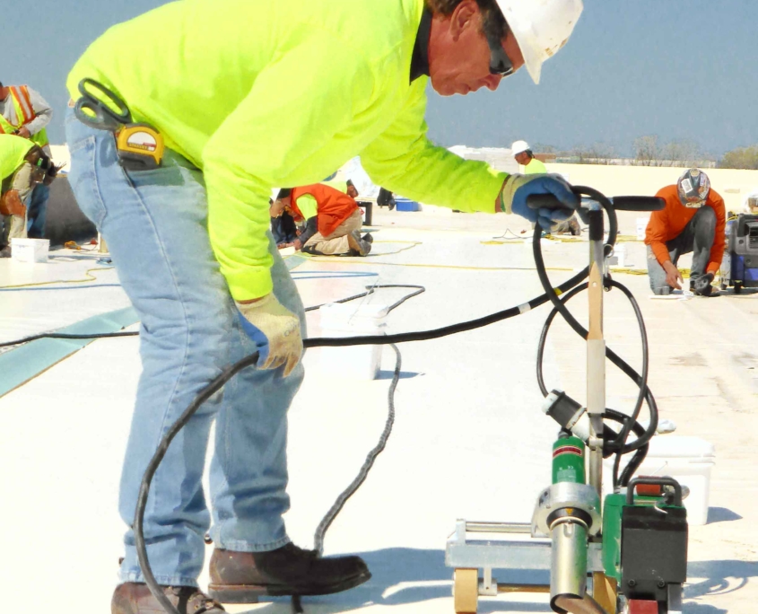 Heat Welding Seams on PVC roof