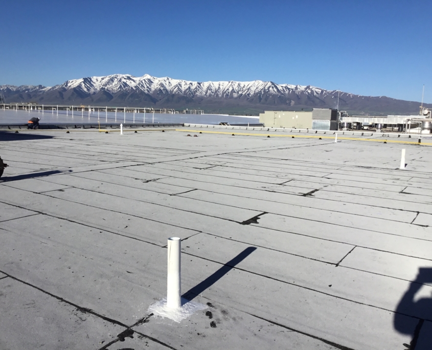 flat roof with mountains in the background