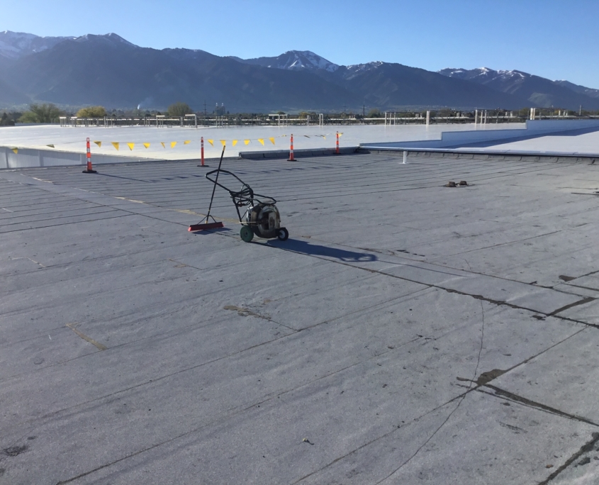 flat roof with mountains in the background