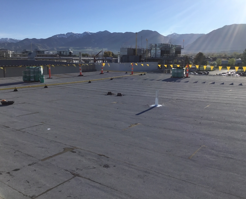 flat roof with mountains in the background