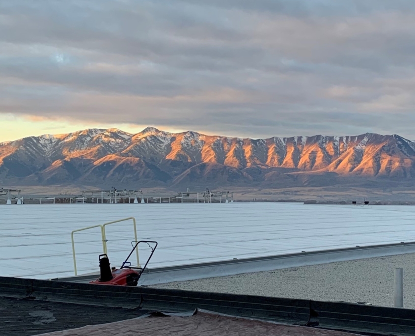 flat roof with mountains in the background